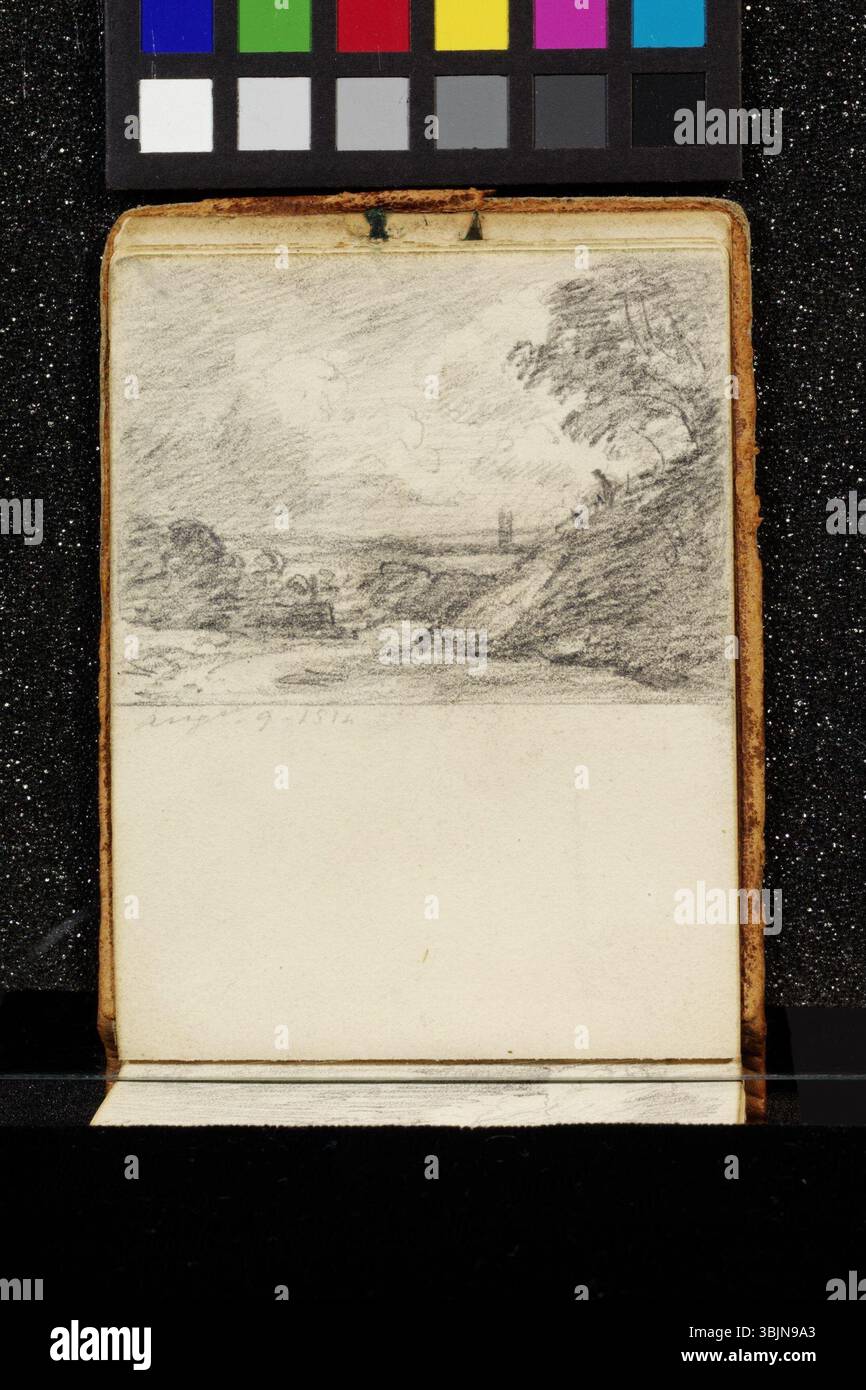 Cette œuvre fait partie de la série 'Constable - 1259-1888', créée par le célèbre peintre paysagiste anglais John Constable (1776-1837). Il reflète la maîtrise de Constable de représenter des paysages naturels avec une profondeur émotionnelle et de riches détails, caractéristiques de son travail au début du XIXe siècle. Banque D'Images