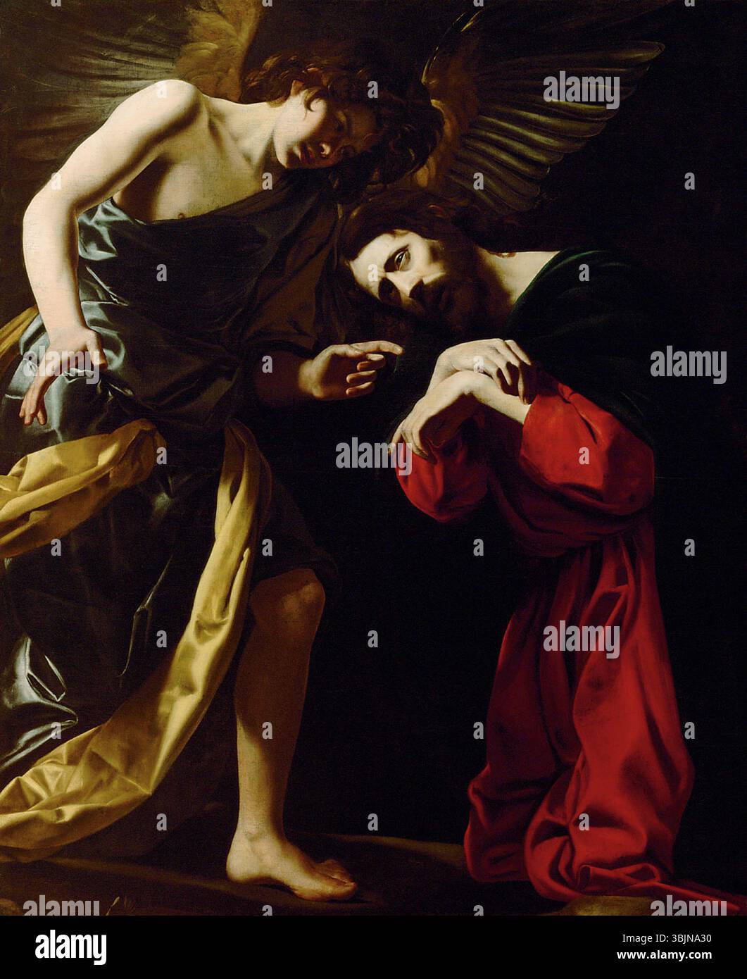 Christus am Ölberg (1617) de Giovanni Battista Caracciolo représente Jésus dans le jardin de Gethsémani, exprimant sa peur et son agonie avant sa crucifixion. La peinture à l'huile capture une profondeur émotionnelle intense typique des religieux baroques compris Banque D'Images