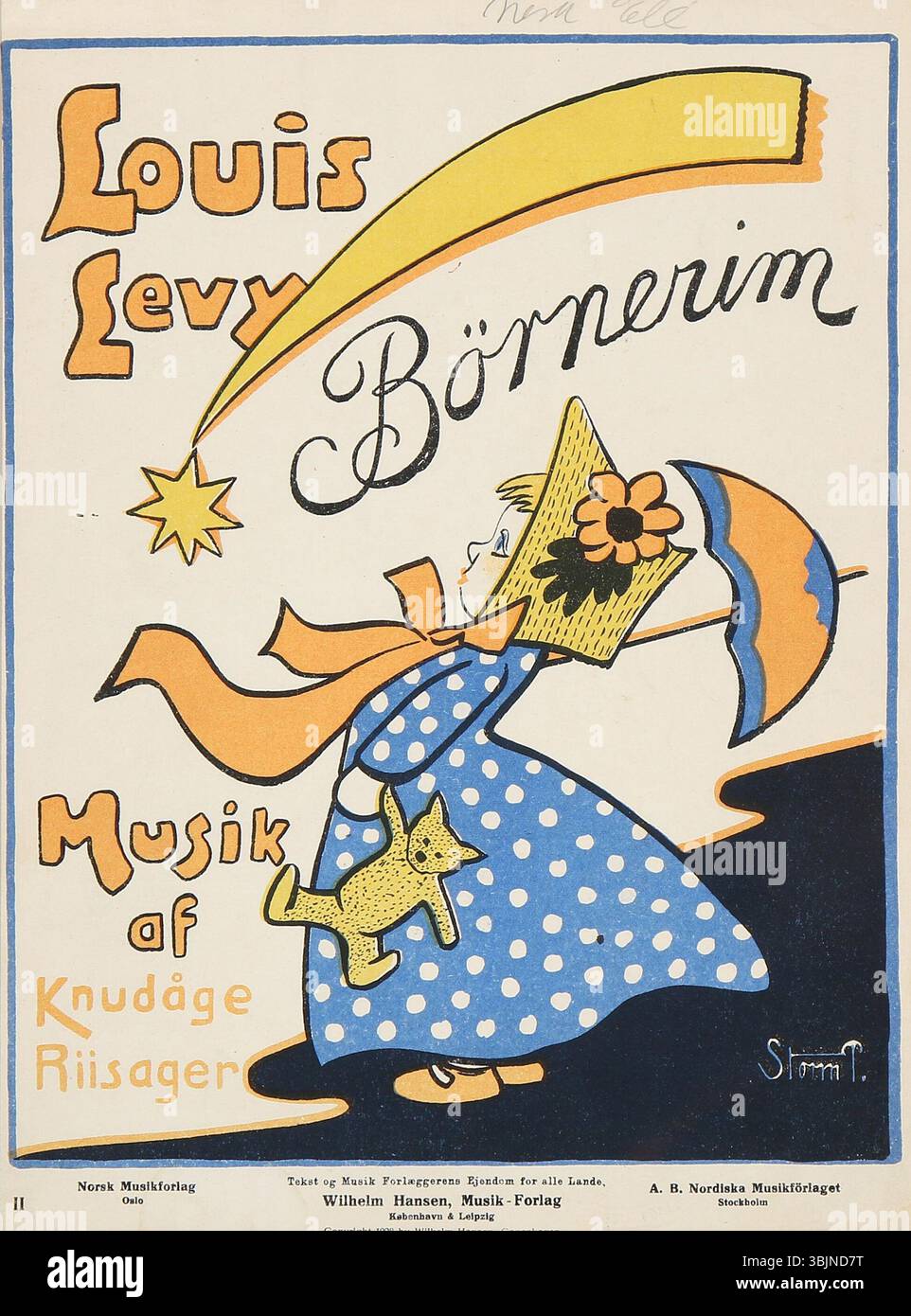 Cette impression offset de Robert Storm Petersen illustre 'Børnerim' de Knudåge Riisager et Louis Levy, montrant un visuel sur le thème de l'enfant dans un format poster. Banque D'Images