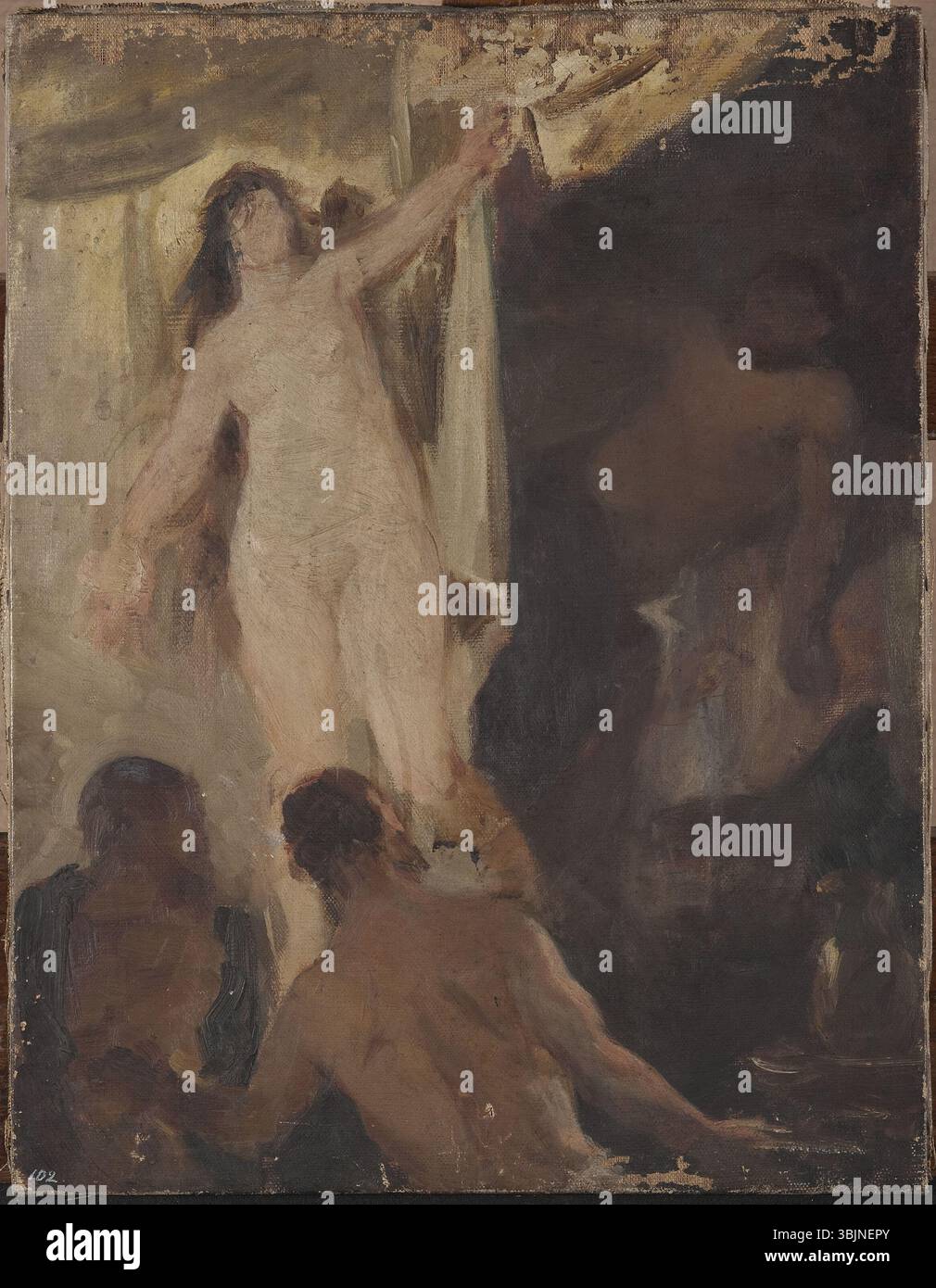 MP 1793 ; Ciągliński, Jan (1858-1913) (malarz) ; Szkic akademicki aktów ; OK. 1878 à 1885 ; olej ; płótno ; 48,8 x 27,8 Banque D'Images MP 1793 ; Ciągliński, Jan (1858-1913) (malarz) ; Szkic akademicki aktów ; OK. 1878 à 1885 ; olej ; płótno ; 48,8 x 27,8 Banque D'Images