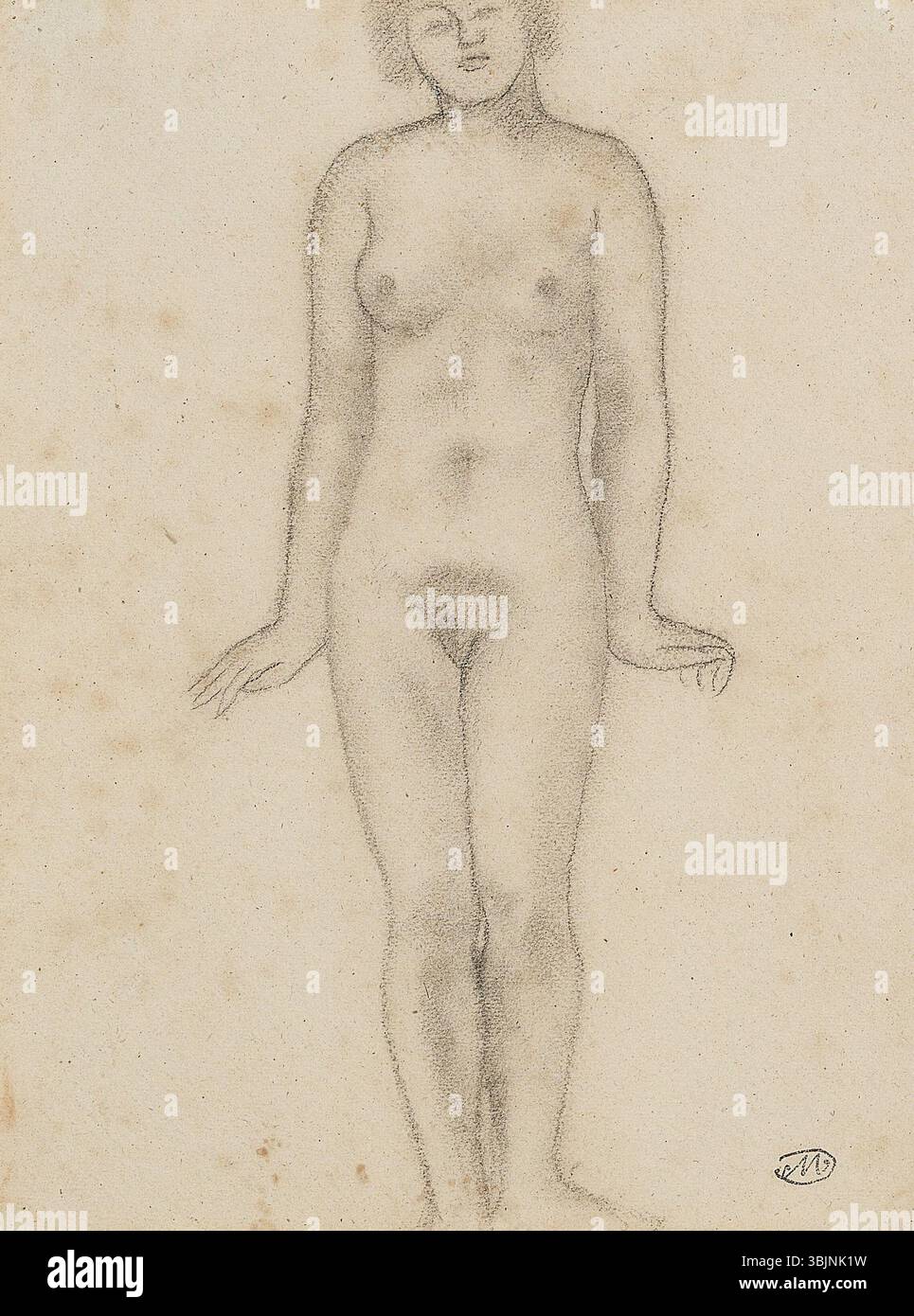 Étude pour la sculpture centrale des trois nymphes d'Aristide Maillol (1861-1944) est un dessin à la craie créé en 1930. Il sert d'étude préparatoire à une sculpture représentant trois nymphes, mettant l'accent sur la forme gracieuse des figures. Banque D'Images