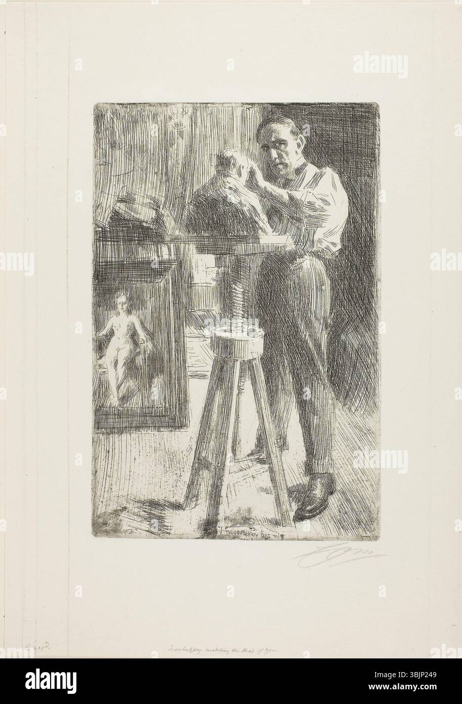 Ce portrait de 1927 par Anders Zorn montre le prince Paul Troubetzkoy dans une pose royale, capturant sa noble stature. L'huile sur toile souligne la capacité de Zorn à représenter la royauté avec dignité et grâce. Banque D'Images