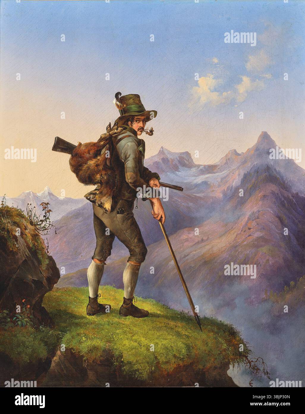 Edmund Mahlknecht (1820-1903) peint un portrait d'Adam Rosenblattl (1790-1864), le gardien personnel de l'archiduc Johann. L'huile sur toile capture la noble position de Rosenblattl en tant que serviteur royal et son rôle au sein de la cour de l'archiduc. Banque D'Images