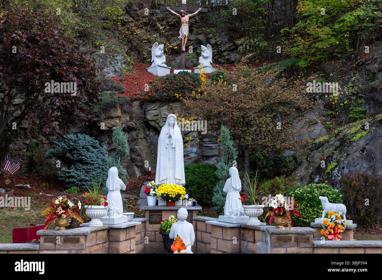 Notre Dame de Fatima Blessed Grotto au coeur de Wilkes-barre, Pennsylvanie. Banque D'Images