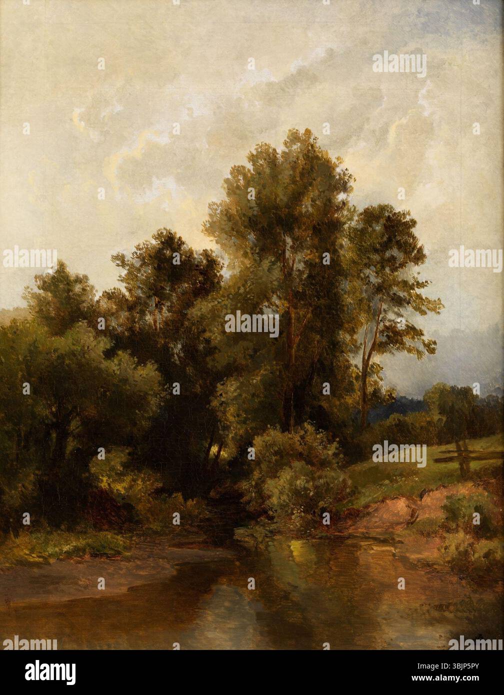 Dietrich Langko - Waldlandschaft an Flussufer. Banque D'Images