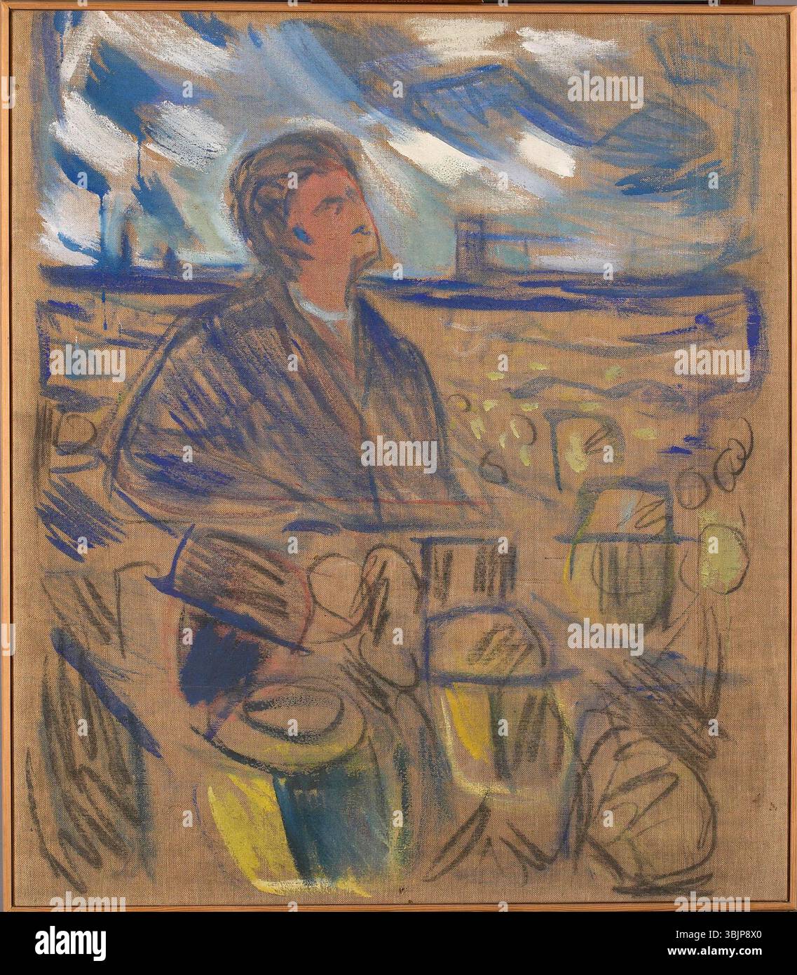 *Bjørnstjerne Bjørnson Speaking to the People* (1909) d'Edvard Munch représente le dramaturge et poète norvégien Bjørnstjerne Bjørnson s'adressant à un public. L’œuvre à l’huile sur toile capte l’énergie et l’intensité du moment, reflétant l’intérêt de Munch à représenter des personnalités culturelles influentes dans des moments de sonorisation. Banque D'Images