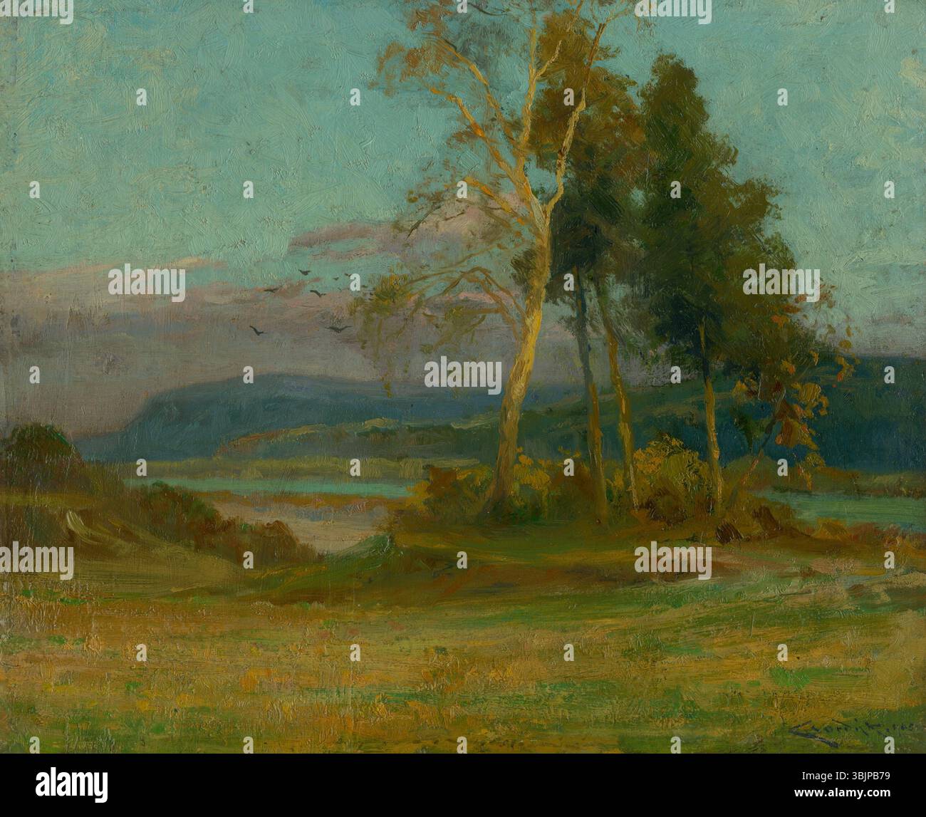 La 'Krajina od turne' (paysage de Turna) de Lajos Csordák peinte en 1905 présente une vue du paysage de Turna, Slovaquie, mettant l'accent sur la beauté naturelle et la simplicité de l'environnement rural. Banque D'Images