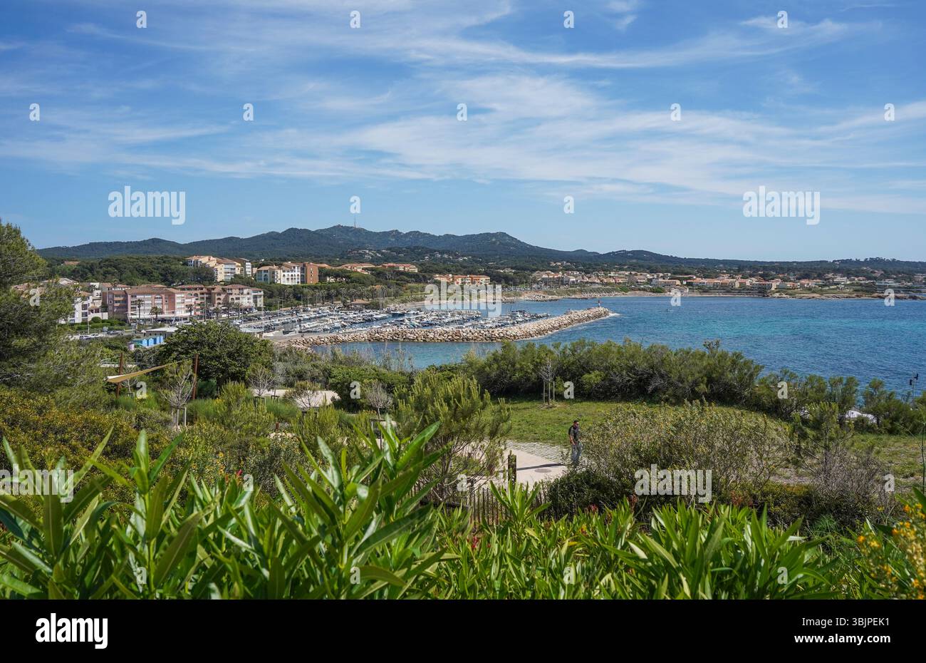 La plage de la Coudoulière, Sanary sur mer, six four les plage, France. Banque D'Images
