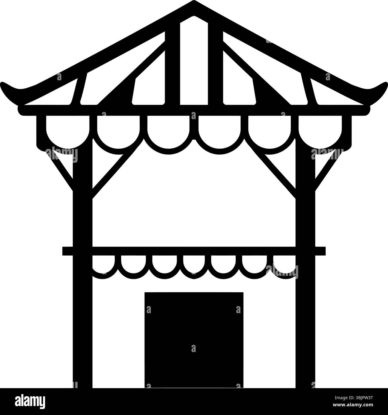 Icône de kiosque noir simple - vecteur de marché et de stand de vente au détail Illustration de Vecteur