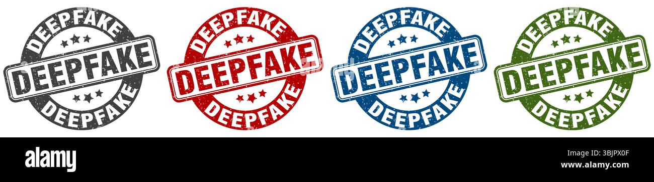tampon deepfake. tampon deepfake défini sur fond blanc Illustration de Vecteur