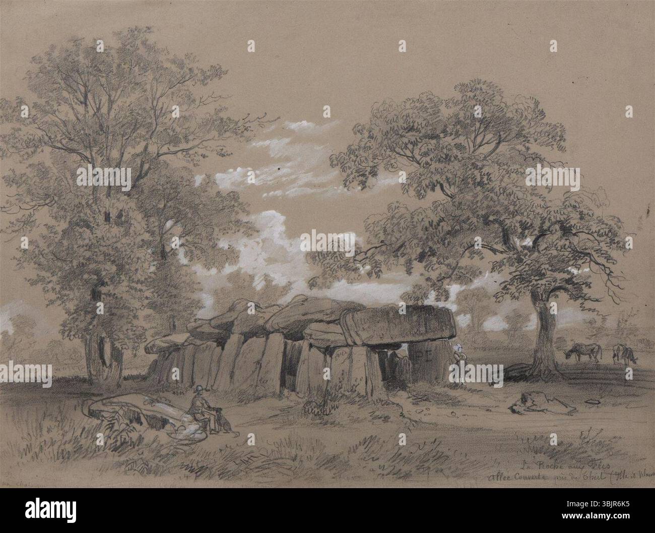 La Roche aux fées - dessin Felix Benoist. Banque D'Images