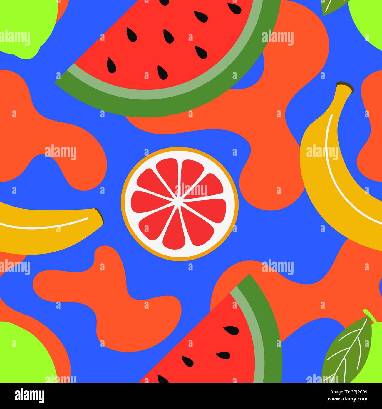 Motif d'été sans couture lumineux avec des fruits tropicaux Illustration de Vecteur