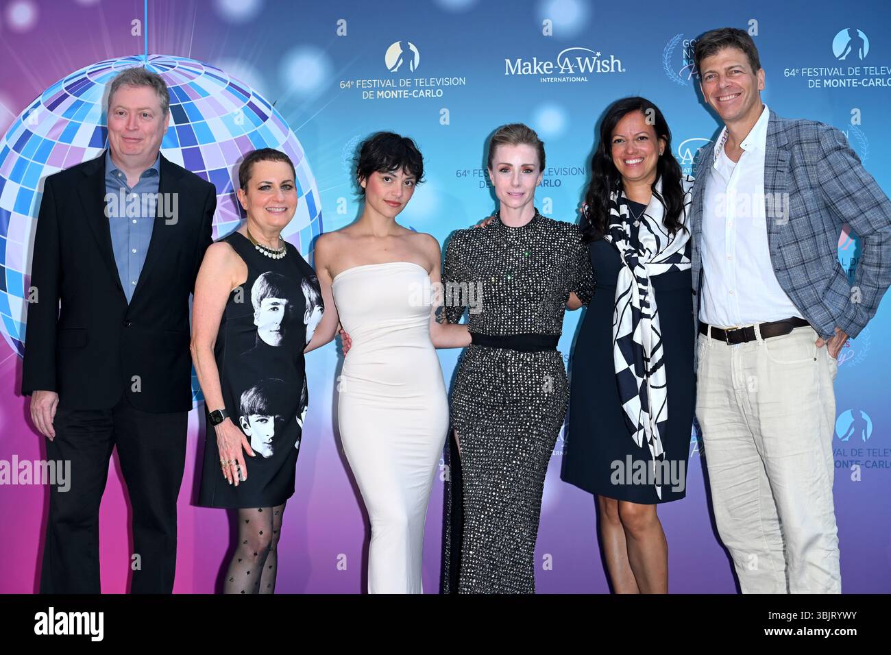Monte Carlo, moine. 16 juin 2025. Monte-Carlo, 64e Festival international de télévision - Fête pour les nominés du Golden Nymph Award - Jean-François Doray, Brendan Foley, Shelly Goldstein, Karine Martin, Fiona Glascott, crédit Blu Hunt : Agence photo indépendante/Alamy Live News Banque D'Images