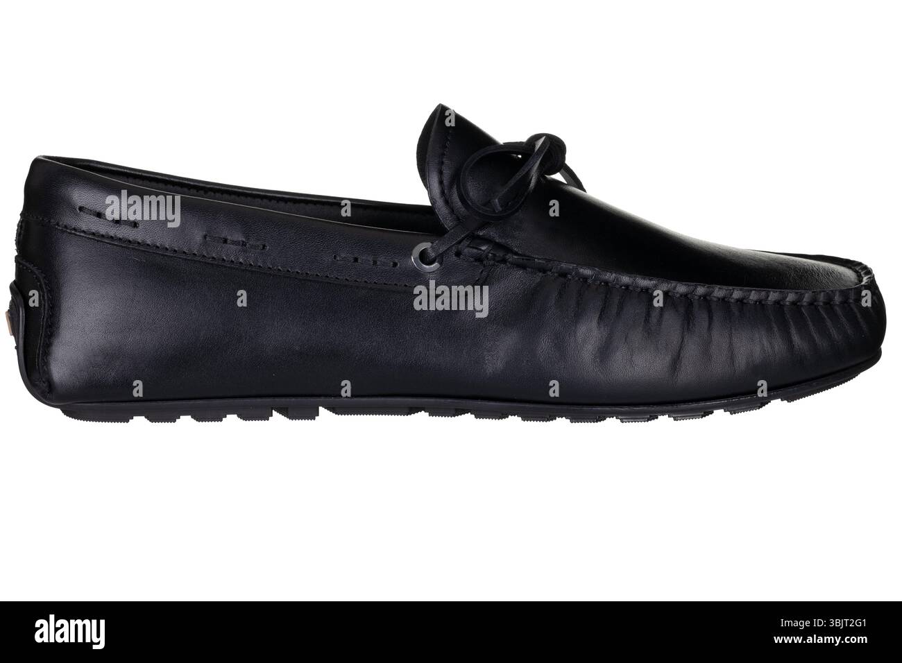 Chaussure de mocassin en cuir noir pour homme Banque D'Images