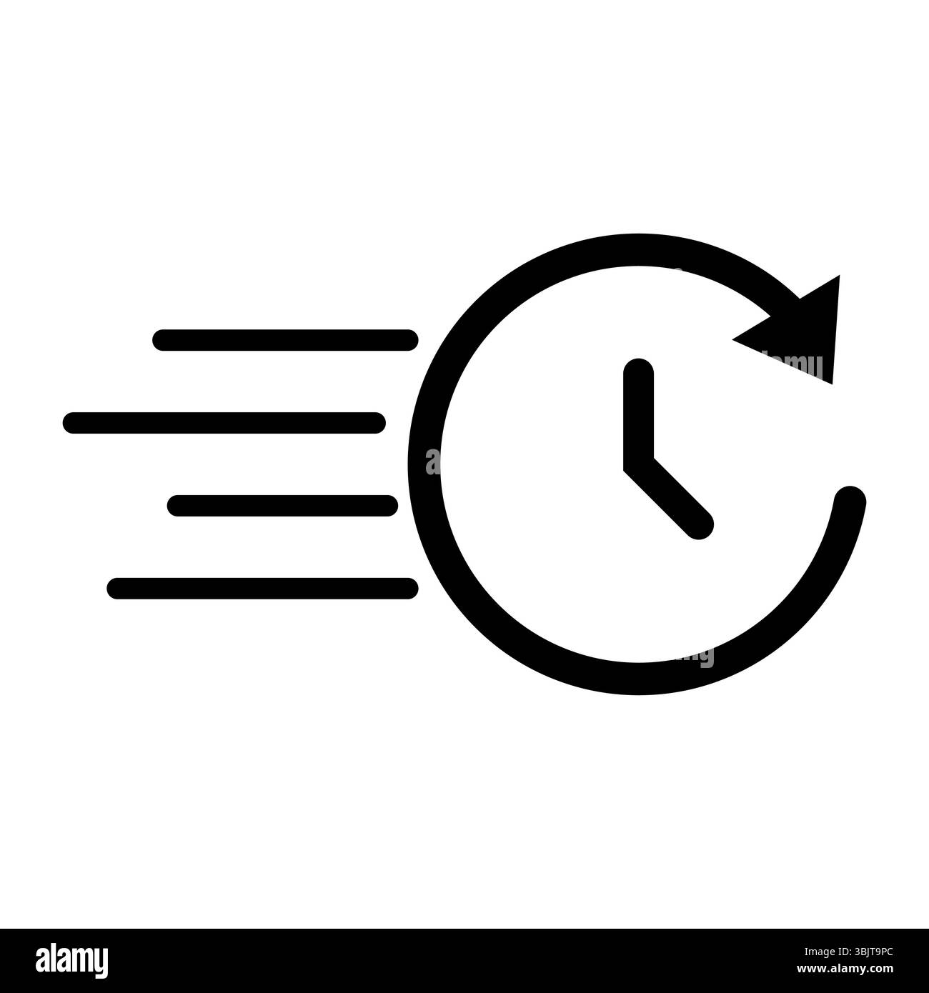 Mouvement temporel circulaire. Concept de flèche rotative. Vecteur indicateur de vitesse. Signe d'horloge minimal. Illustration de Vecteur