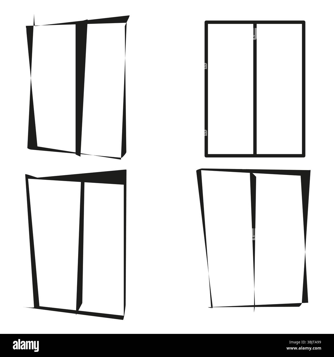 Forme rectangulaire déformée. Formulaire de fenêtre abstraite. Figure de boîte torsadée. Elément d'image vectorielle. Illustration de Vecteur