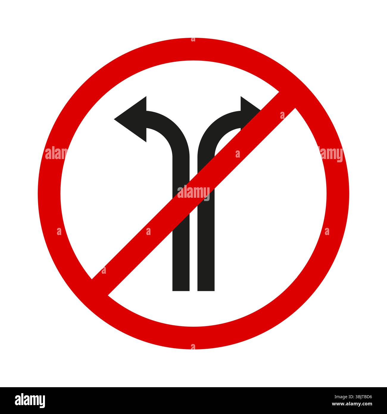 Pas de virages latéraux. Icône de cercle rouge. Paire de flèches bloquées. Symbole de route vectoriel Illustration de Vecteur