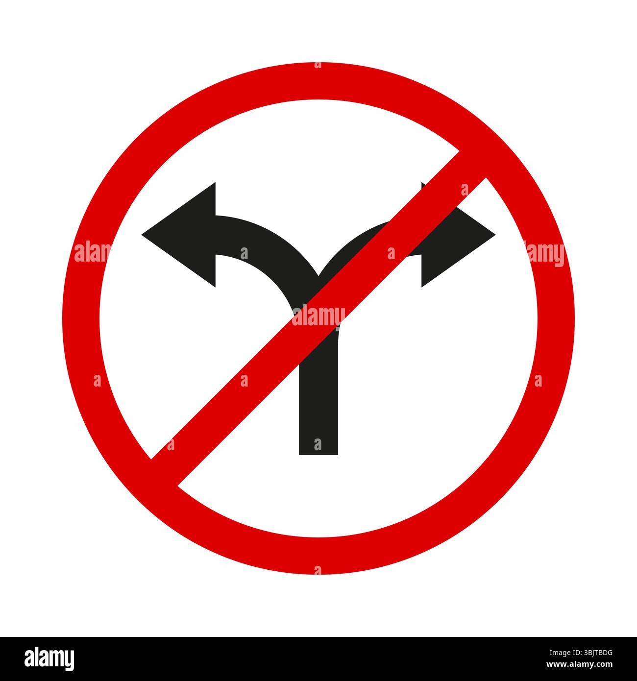 Pas de virages latéraux. Icône de cercle rouge. Paire de flèches bloquées. Symbole de route vectoriel Illustration de Vecteur