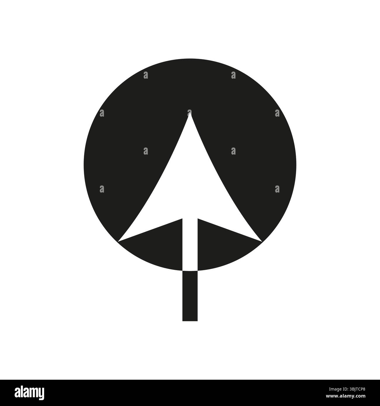 Icône de flèche vers le haut. Symbole de cercle gras. Pointeur vectoriel simple. Marque de contraste minimale. Illustration de Vecteur