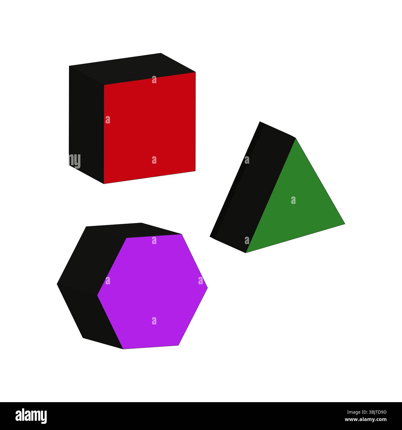 Groupe de formes géométriques. Ensemble d'objets 3D. Solides de couleur vectorielle. Icône de forme polygonale. Illustration de Vecteur