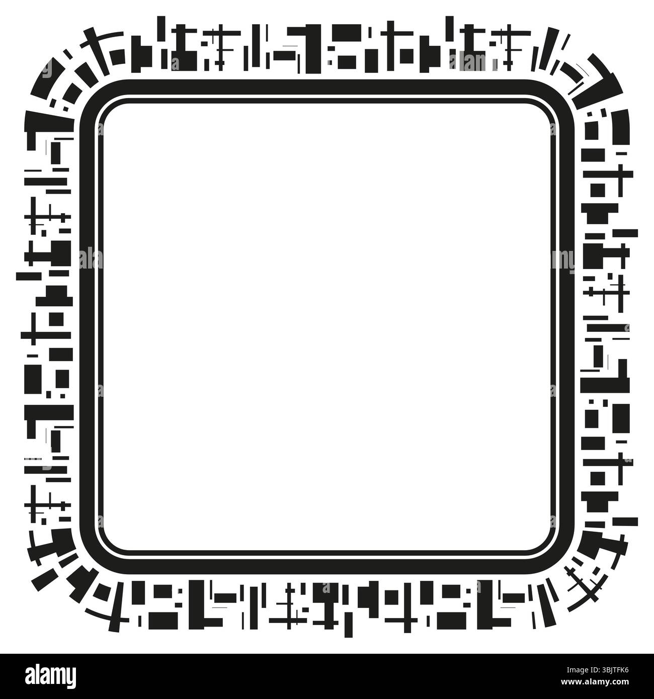 Cadre carré Tech. Schéma du circuit. Bordure vectorielle futuriste. Forme d'angle monochrome. Illustration de Vecteur