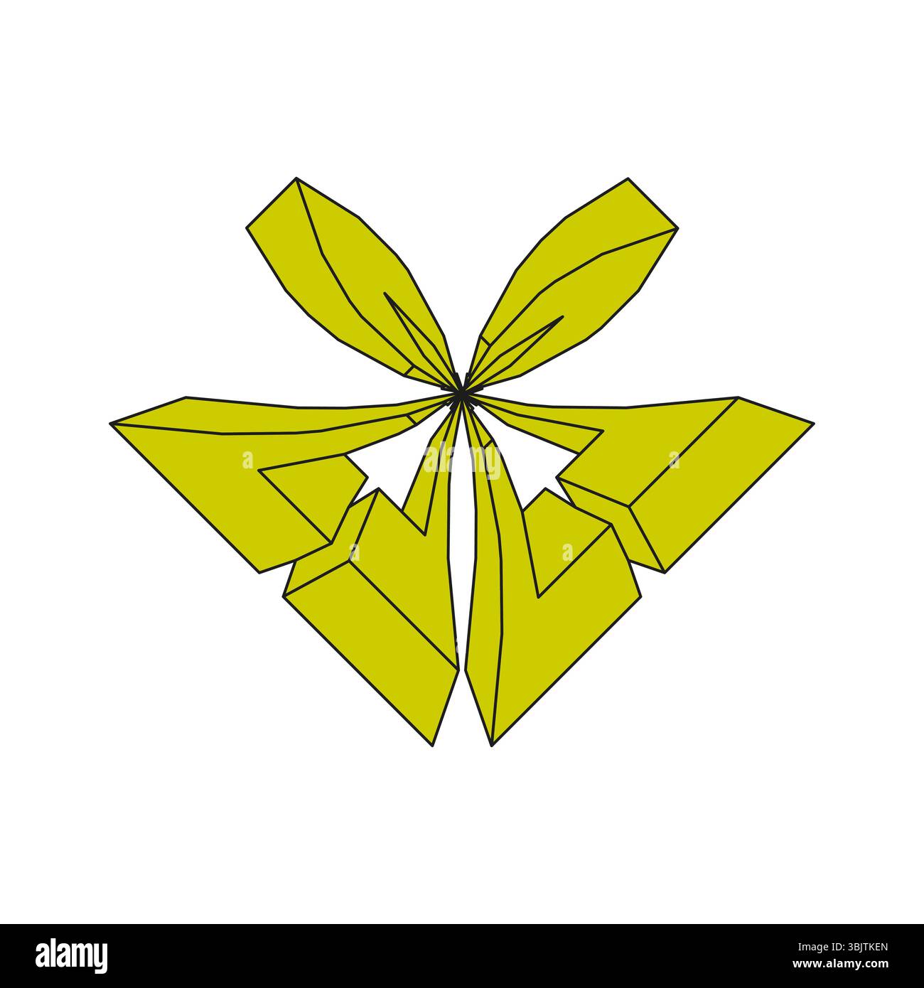 Forme géométrique jaune. Forme pliée en origami. Icône de vecteur polygonal. Figurine abstraite audacieuse Illustration de Vecteur