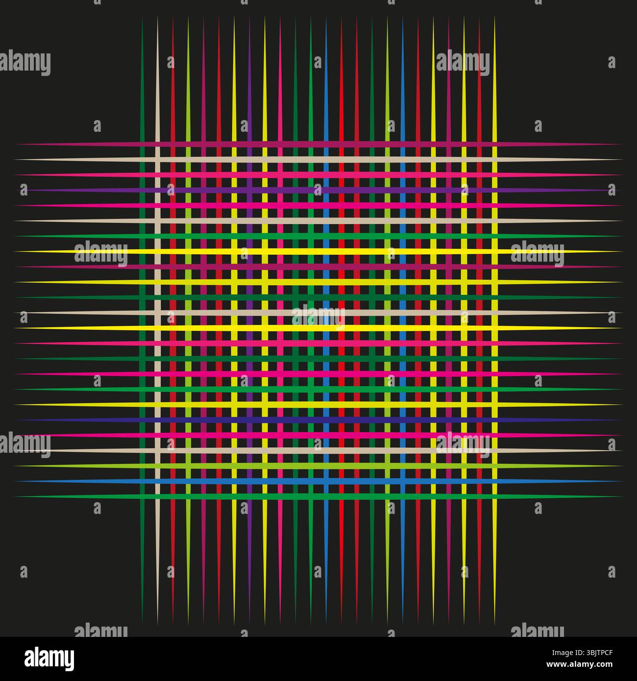 Couleurs des lignes de grille. Forme croisée brillante. Motif carré abstrait. Forme de contraste vectoriel. Illustration de Vecteur