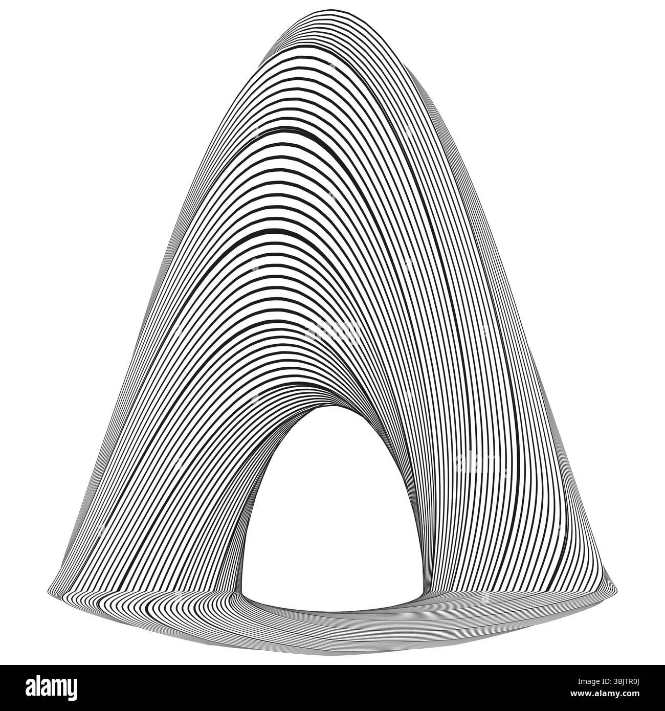 Structure conique. Répétition vectorielle linéaire. Forme géométrique triangulaire. Conception architecturale abstraite. Illustration de Vecteur