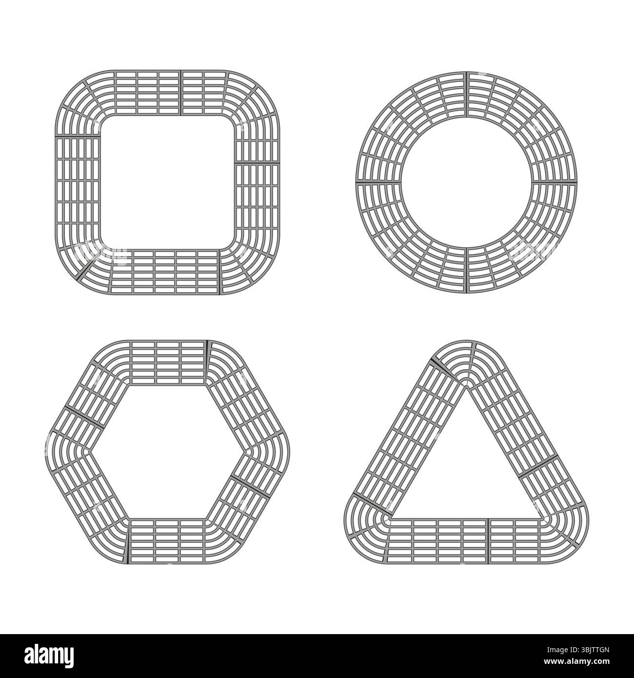 Icône de forme géométrique. Jeu de symboles polygonaux. Conception abstraite vectorielle. Formes de contour minimales. Illustration de Vecteur