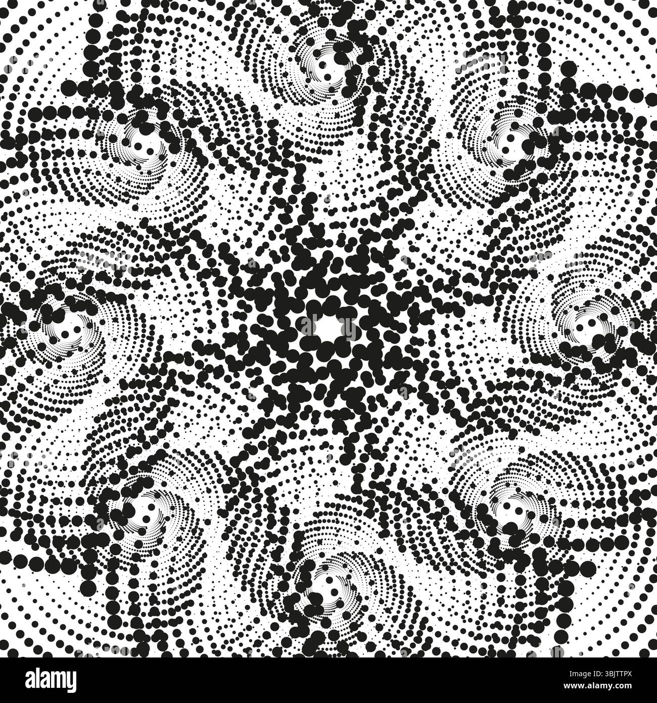 Motif fleurs en demi-teintes. Motif radial pointillé. Objet de forme abstraite. Forme décorative vectorielle. Illustration de Vecteur