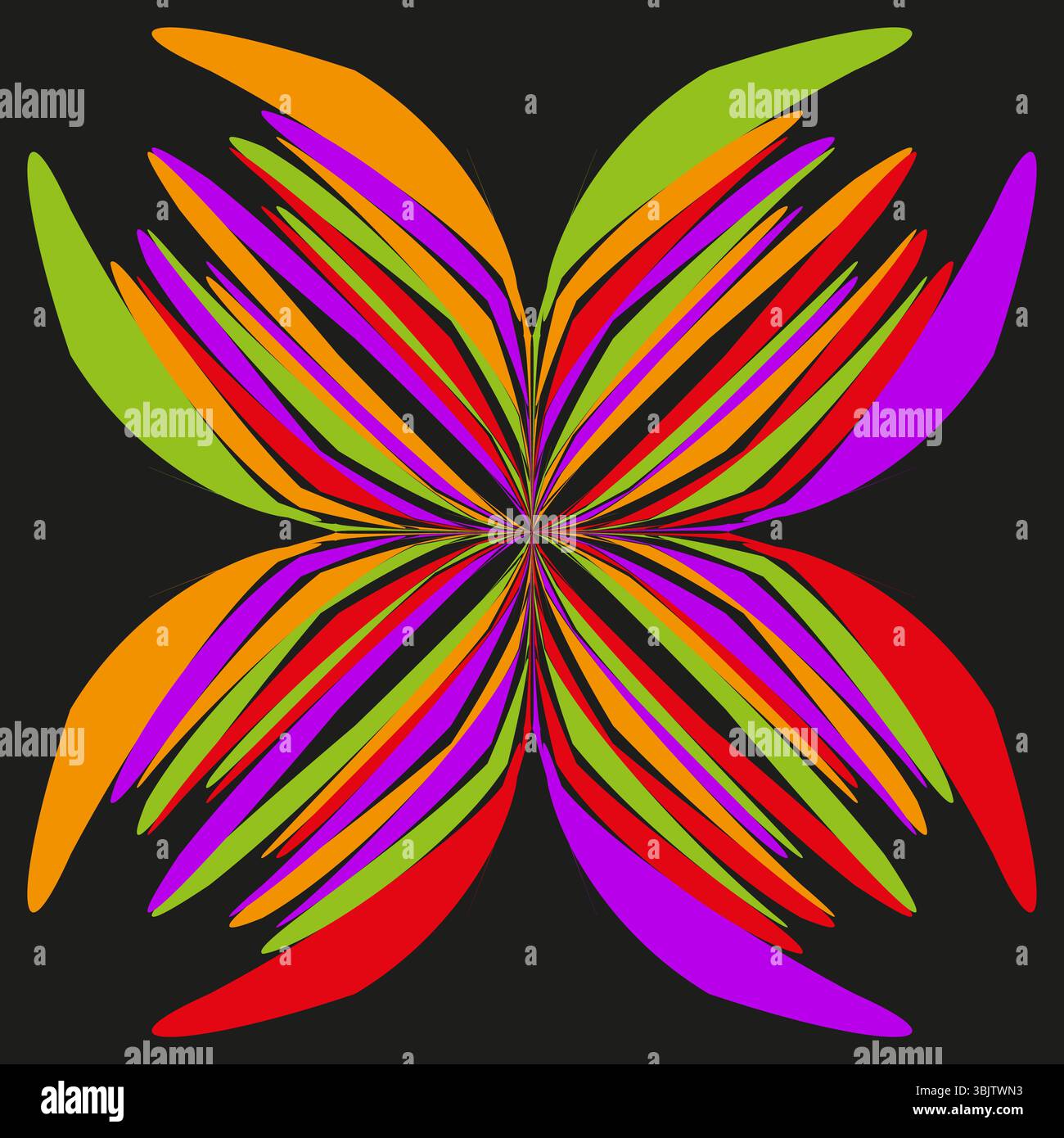 Symbole d'ornement de pétale. Motif fleuri vibrant. Conception symétrique vectorielle. Illustration radiale brillante. Illustration de Vecteur