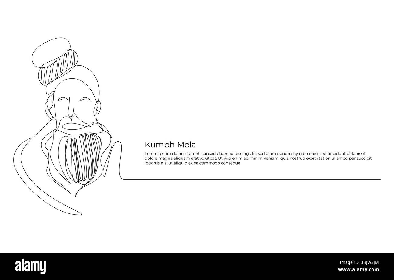 Kumbh Mela dessin unifilaire du pèlerinage spirituel Illustration de Vecteur