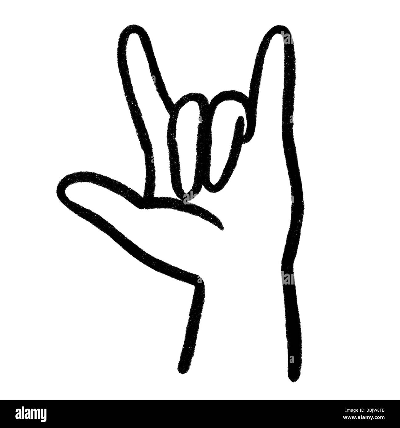 Ensemble de gestes réalistes, formes de main. Laçage noir logo graphique design d'art isolé sur blanc le concept d'exprimer l'amour, rock, signe V, amour. Banque D'Images