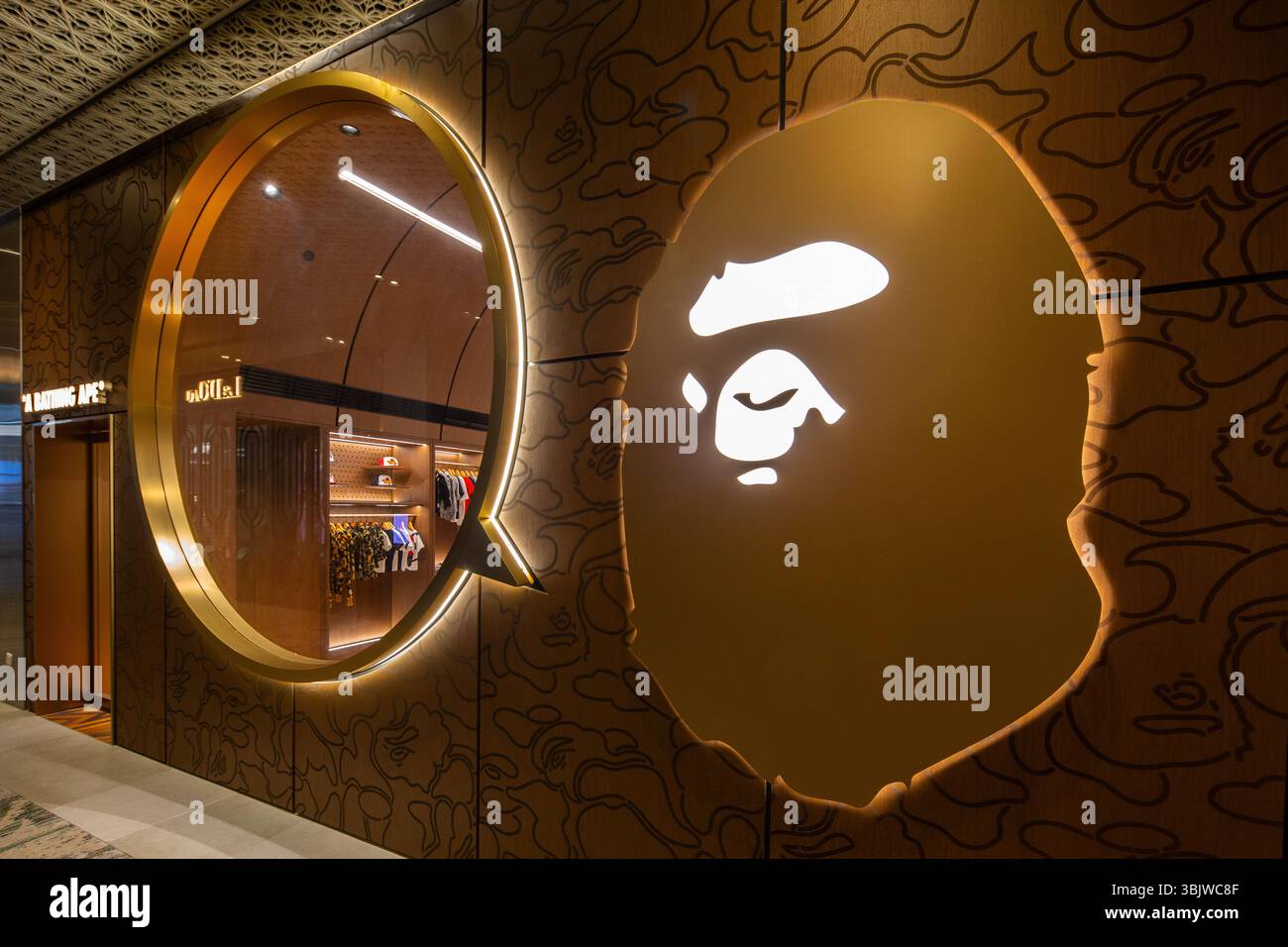 Un magasin haut de gamme Bathing APE dans le centre commercial Mandarin Gallery, un vêtement streetwear de marque occupe un emplacement de premier choix, Orchard Road, Singapour. Banque D'Images