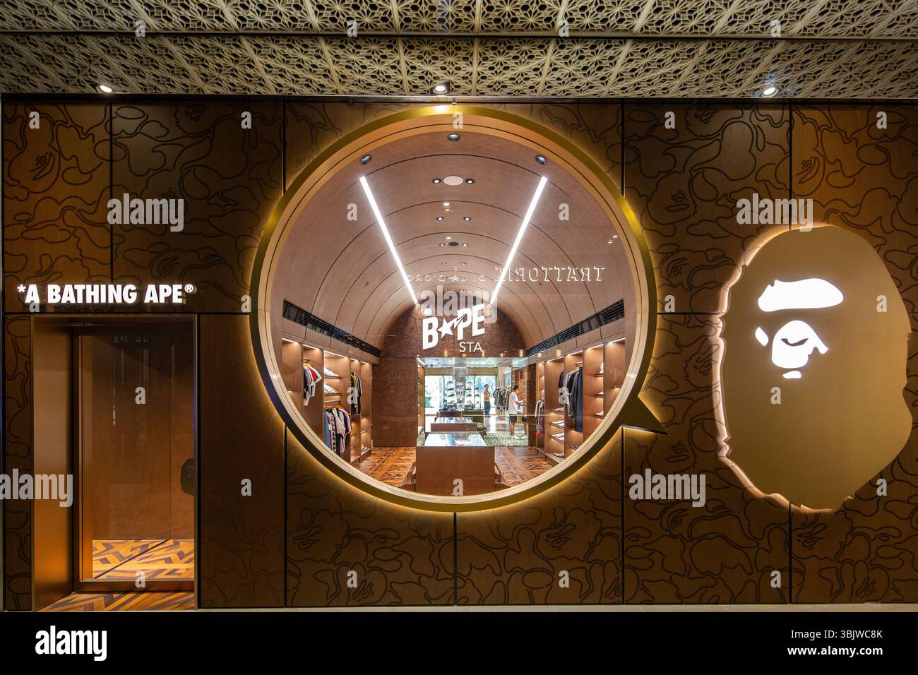 Un magasin haut de gamme Bathing APE dans le centre commercial Mandarin Gallery, un vêtement streetwear de marque occupe un emplacement de premier choix, Orchard Road, Singapour. Banque D'Images