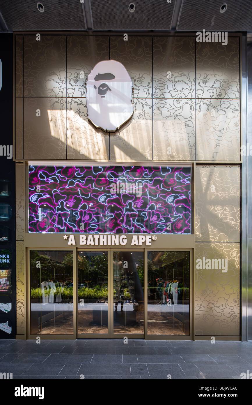 Un magasin haut de gamme Bathing APE dans le centre commercial Mandarin Gallery, un vêtement streetwear de marque occupe un emplacement de premier choix, Orchard Road, Singapour. Banque D'Images