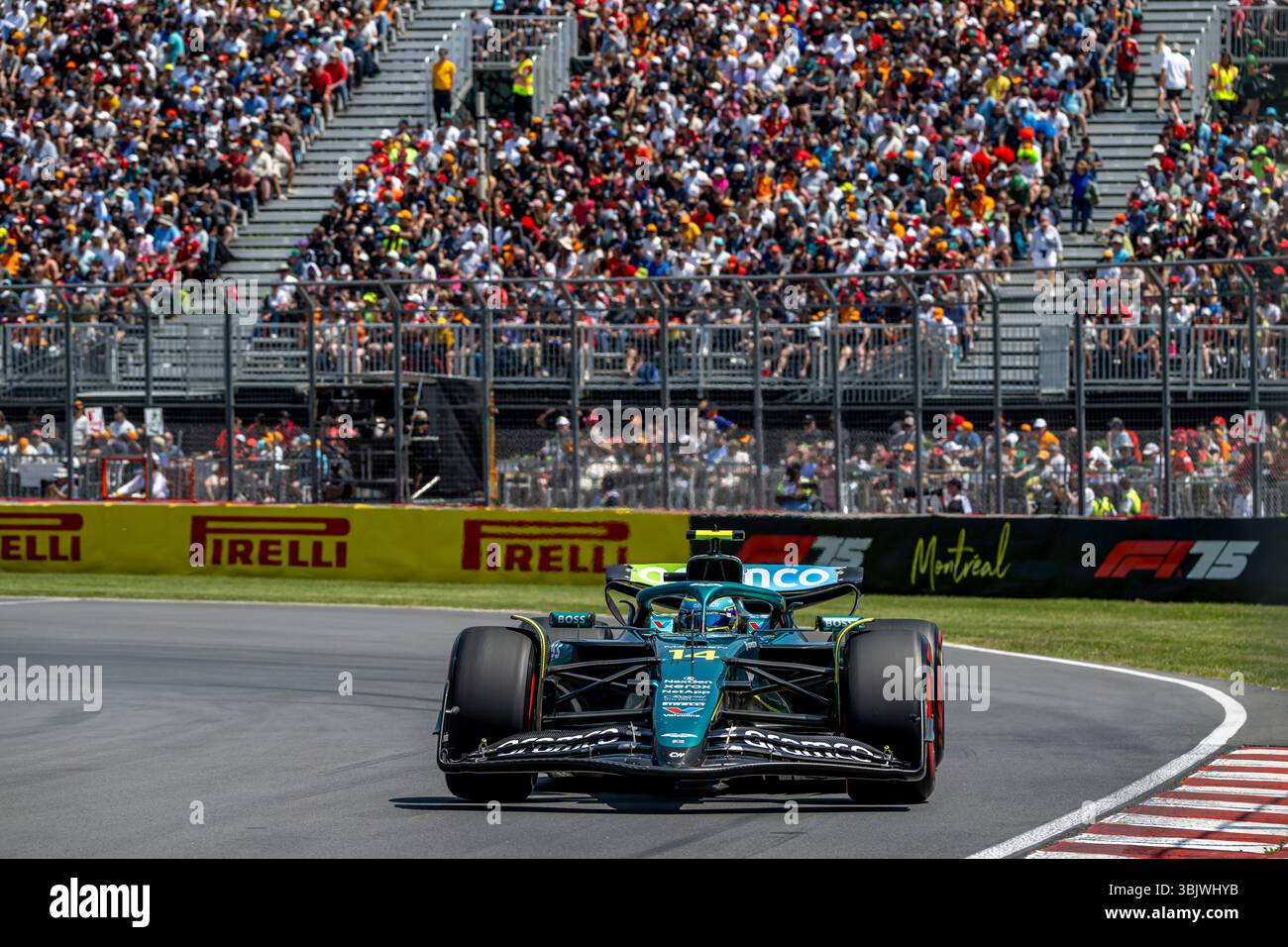 Montréal, Canada, 14 juin 2025, Fernando Alonso, de l'Espagne, concourt pour Aston Martin F1. La qualification pour le Grand Prix du Canada 2025, qui a lieu à Montréal, Canada. Crédit : Michael Potts/Alamy Live News Banque D'Images