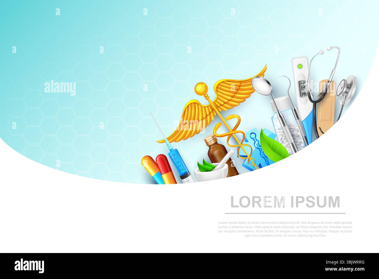 Illustration des soins de santé et de l'arrière-plan médical avec la médecine et le stéthoscope Illustration de Vecteur