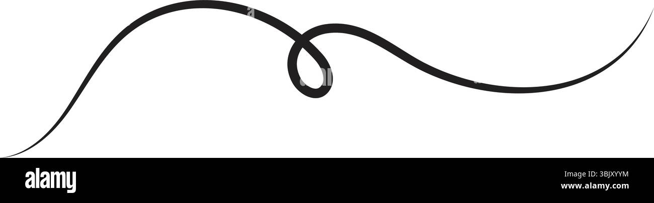 Abstrait Swirl Line Art – boucle incurvée minimale en noir sur blanc Illustration de Vecteur