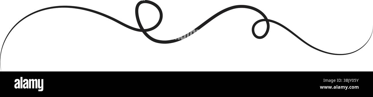 Abstrait Swirl Line Art – boucle incurvée minimale en noir sur blanc Illustration de Vecteur