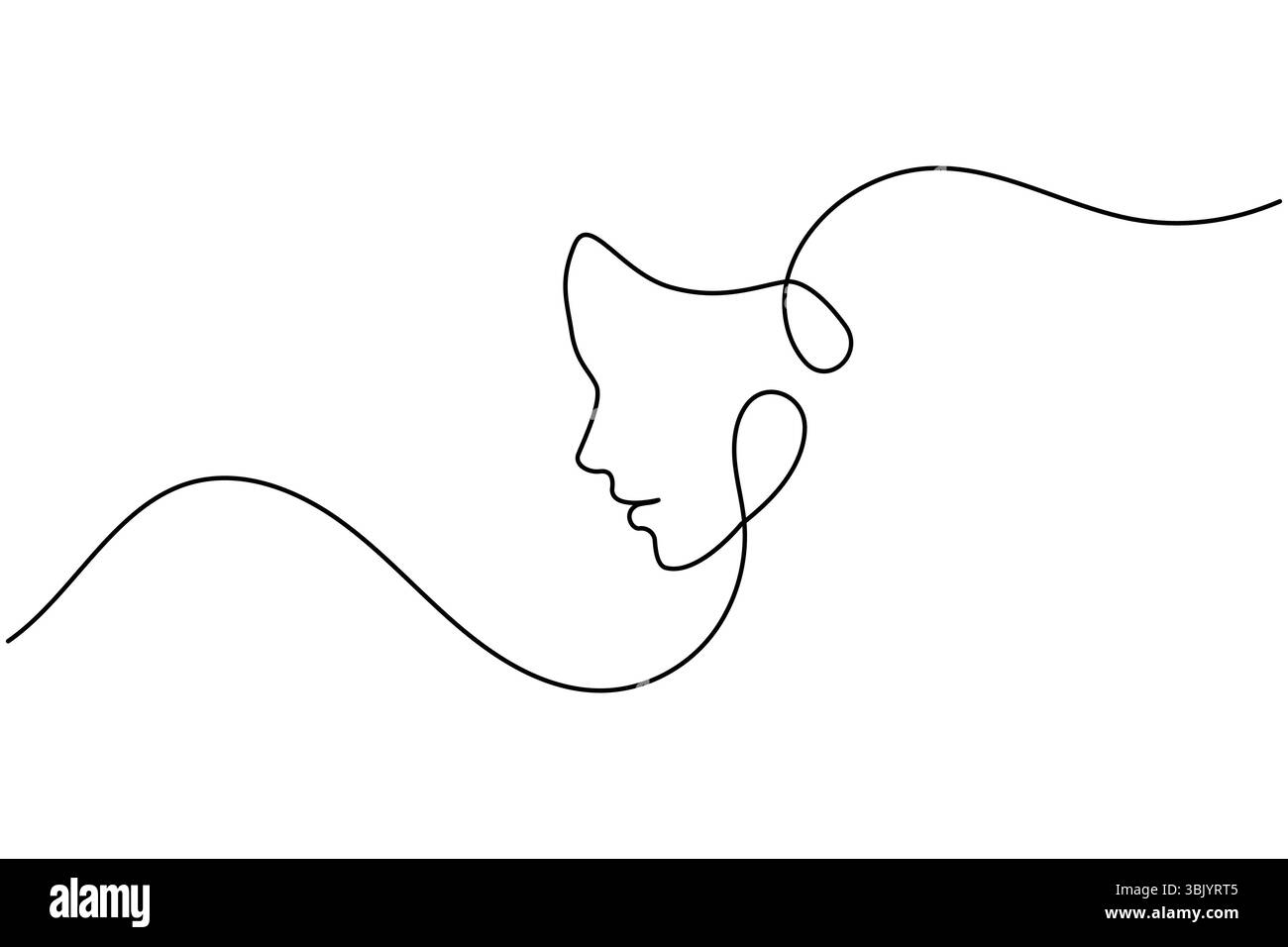 Profil de visage de femme continue d'une ligne dessinant style minimaliste illustration de contour isolé Illustration de Vecteur