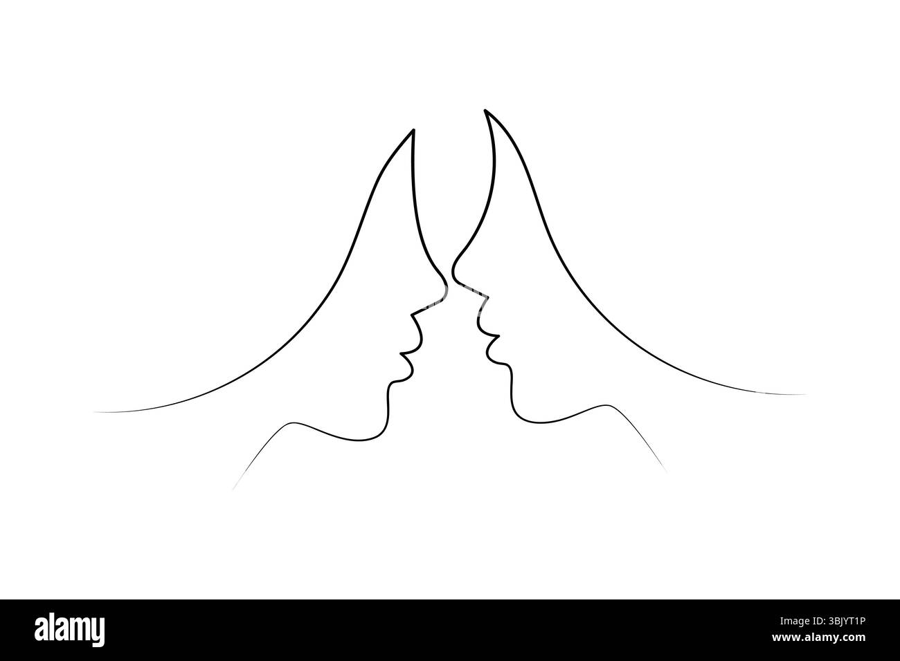 Profil de visage de femme continue d'une ligne dessinant style minimaliste illustration de contour isolé Illustration de Vecteur