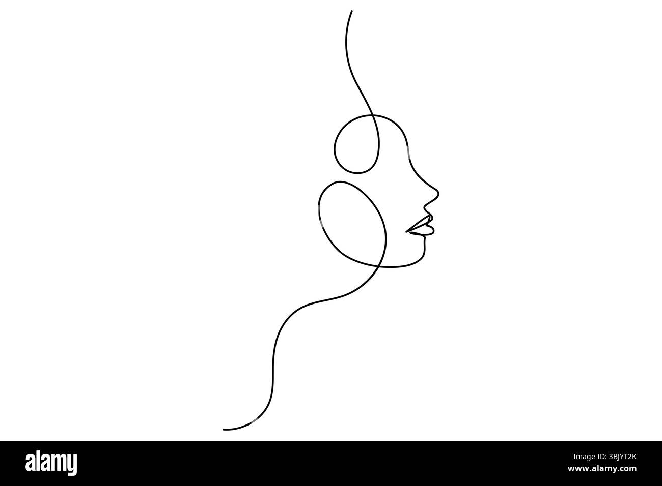 Profil de visage de femme continue d'une ligne dessinant style minimaliste illustration de contour isolé Illustration de Vecteur