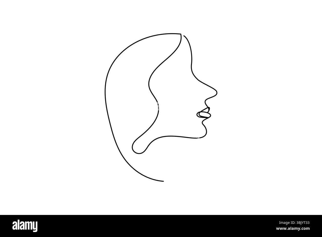 Profil de visage de femme continue d'une ligne dessinant style minimaliste illustration de contour isolé Illustration de Vecteur
