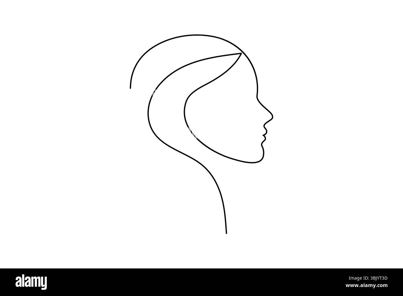 Profil de visage de femme continue d'une ligne dessinant style minimaliste illustration de contour isolé Illustration de Vecteur