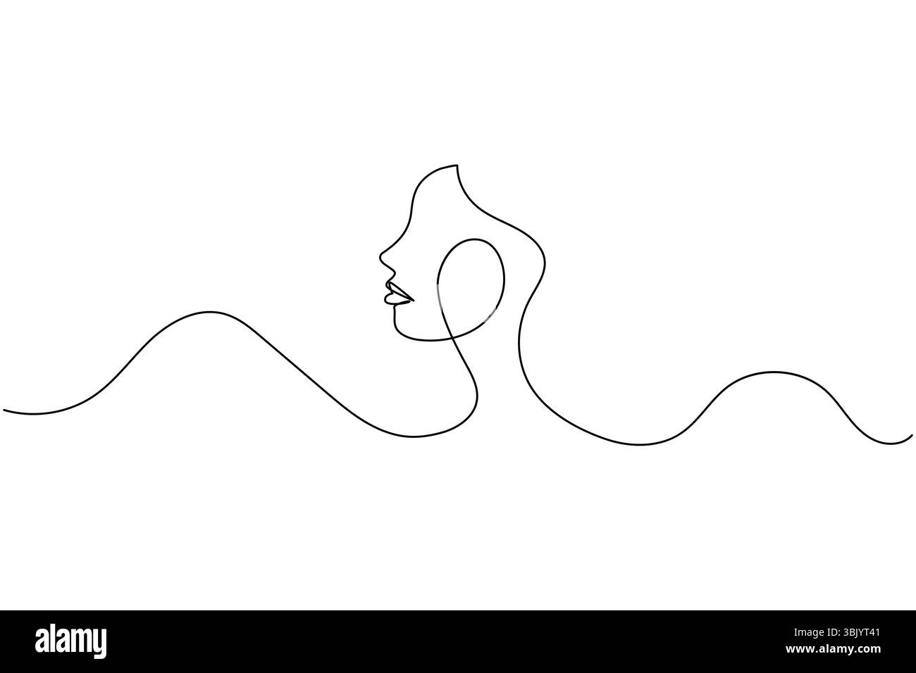 Profil de visage de femme continue d'une ligne dessinant style minimaliste illustration de contour isolé Illustration de Vecteur