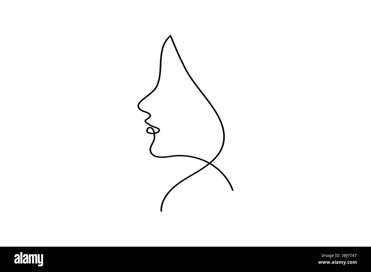 Profil de visage de femme continue d'une ligne dessinant style minimaliste illustration de contour isolé Illustration de Vecteur