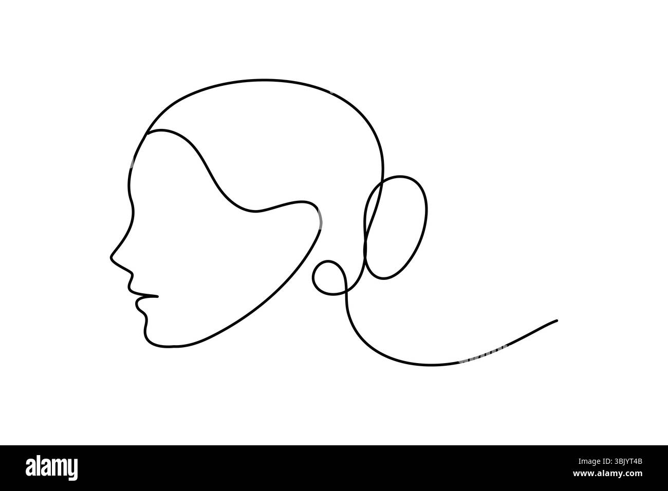 Profil de visage de femme continue d'une ligne dessinant style minimaliste illustration de contour isolé Illustration de Vecteur