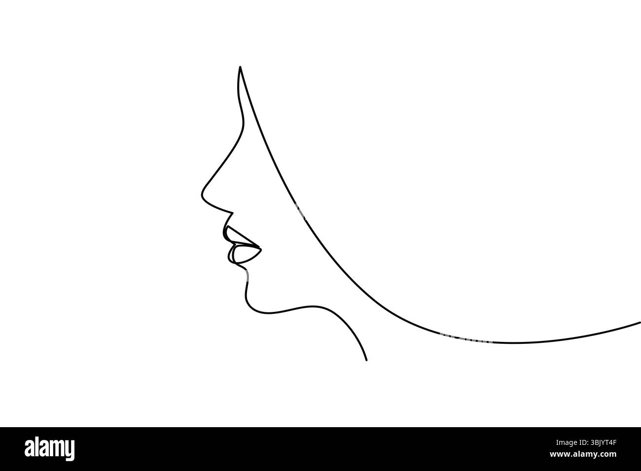 Profil de visage de femme continue d'une ligne dessinant style minimaliste illustration de contour isolé Illustration de Vecteur