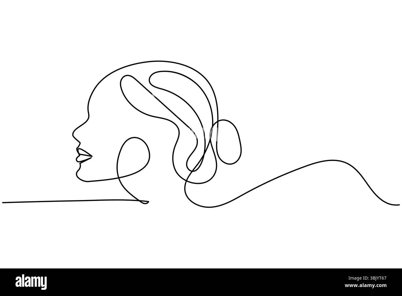 Profil de visage de femme continue d'une ligne dessinant style minimaliste illustration de contour isolé Illustration de Vecteur